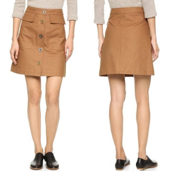 Like New Tan Cotton Button Down Skirt with Pockets - Picture 6 of 6